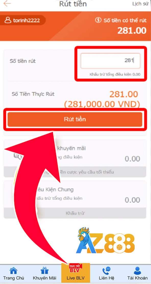 Điền số tiền muốn rút Điền số tiền muốn rút