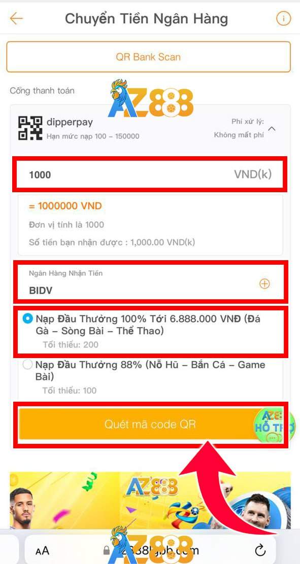 Điền thông tin và quét mã code QR